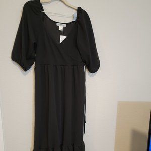 NWT Cotton Emporium Black Dress with Ruffle Hem Size L